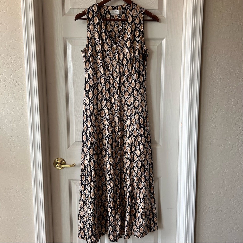 Vintage 90s Marks & Spencer Button-Front Sleeveless Dress, Made in UK